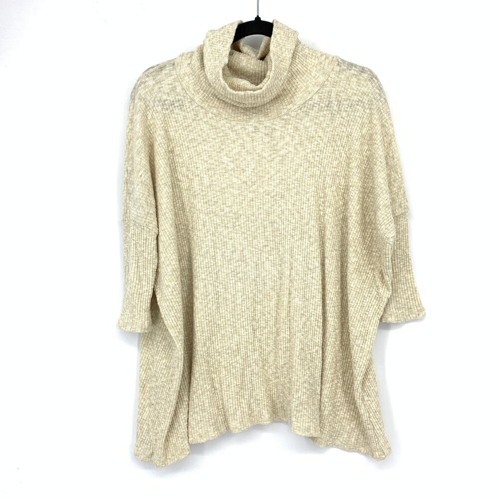Cha Cha Vente 3/4 Sleeve Cowl Neck Sweater Womens Size PXL Cream Heather